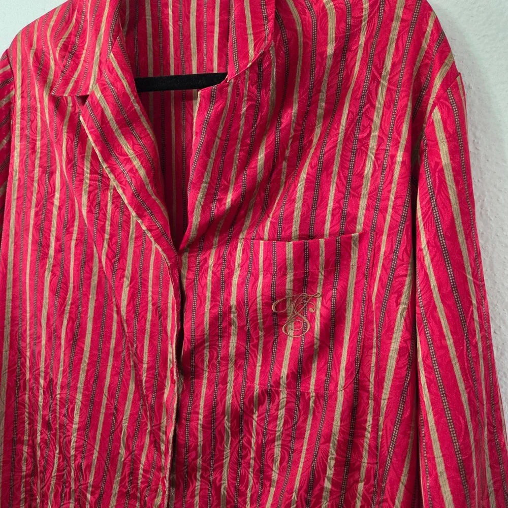 Victoria Secret Satin Jacquard Stripe‎ Sleep Shirt 3/4 Sleeve Small